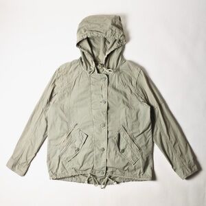 Women's Hooded Military Utility Jacket in Light Olive Green